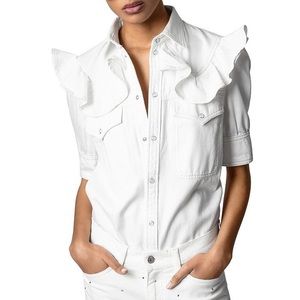 Zadig & Voltaire Toky Ruffle Denim Top